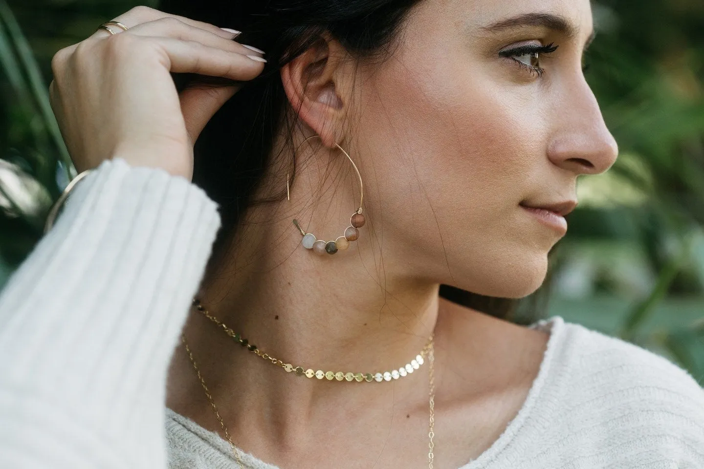 Salinas Moonstone Gold Hoop Earrings