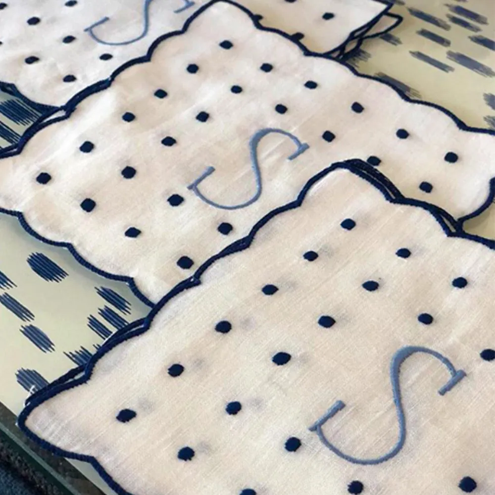 Scallop & Swiss Dot Cocktail Napkins