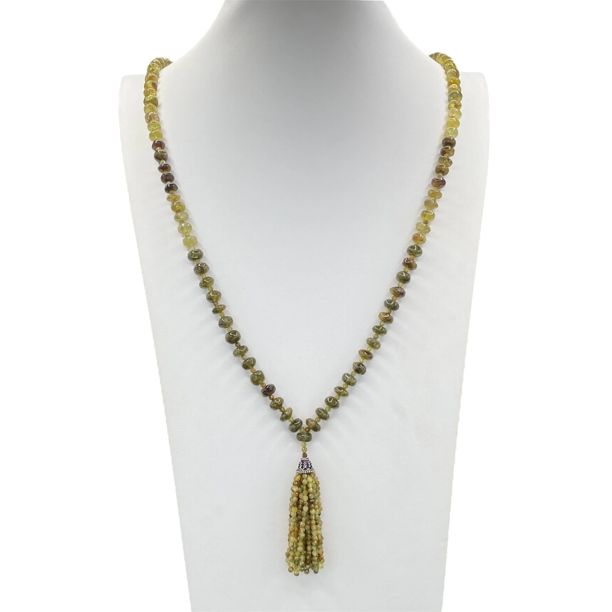 Semi-Precious Grossular Garnet Mala Necklace