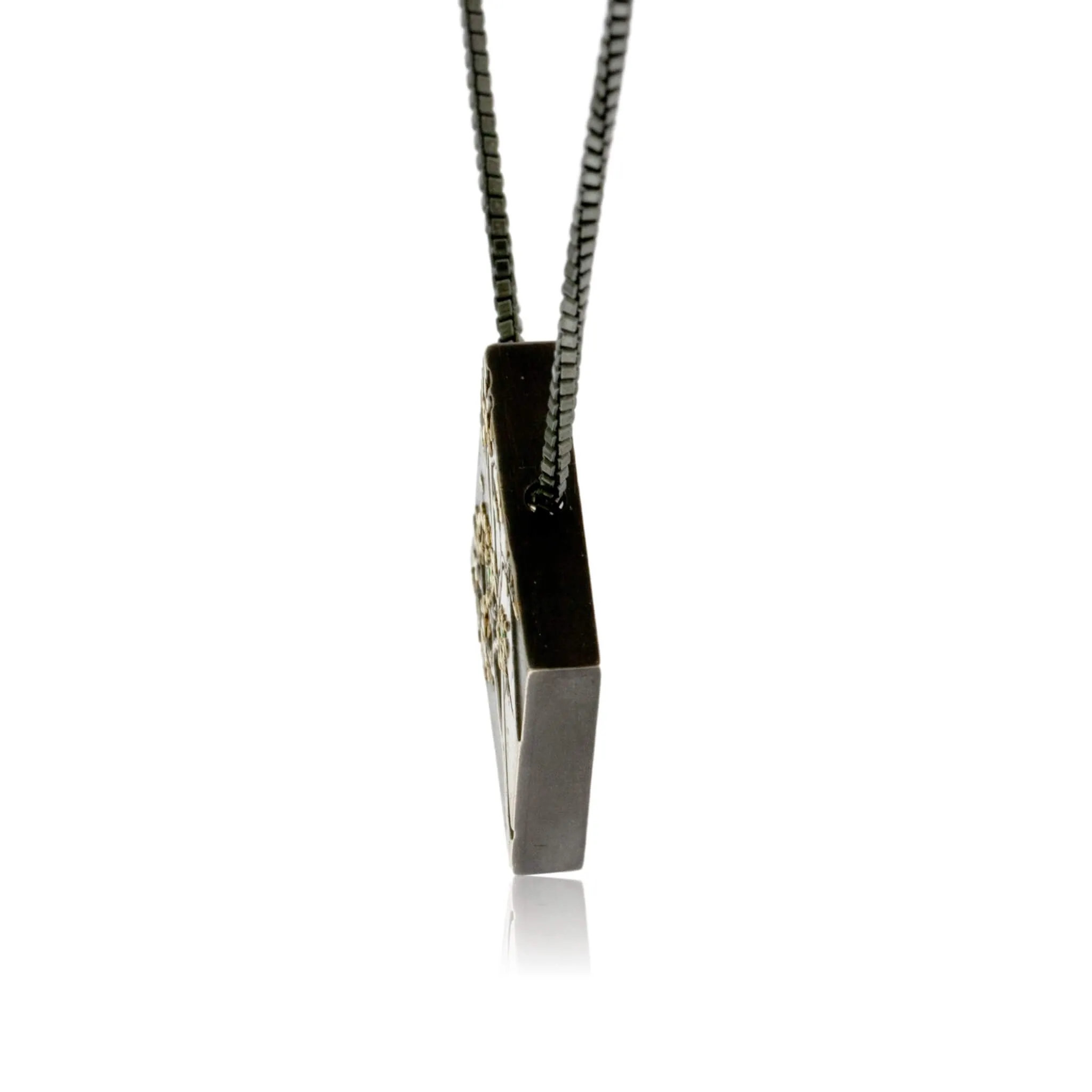 Silver, 18K Gold, & Nugget Gold Aspen Duet II On Point Pendant