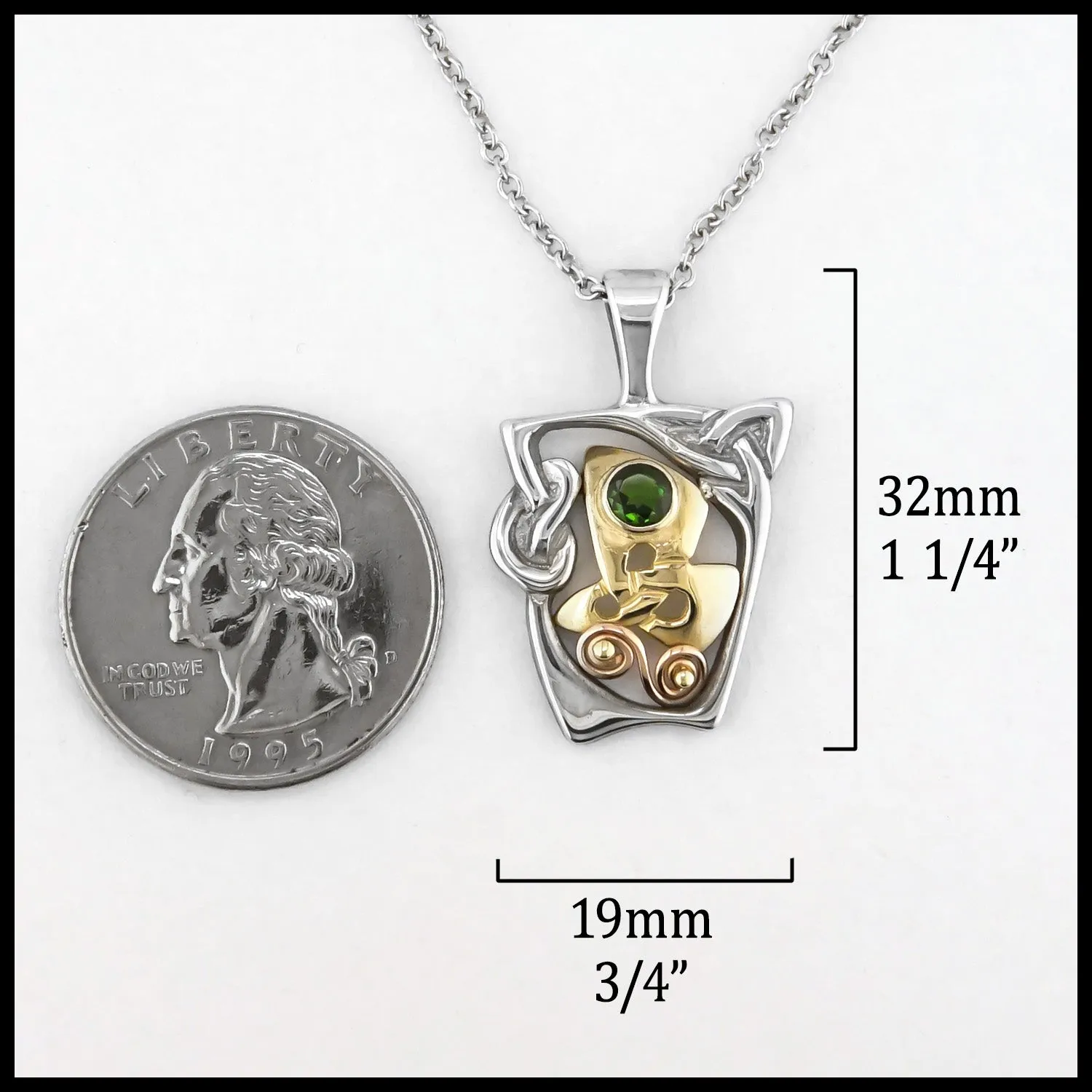 Silver and Gold Tsavorite Frame Pendant