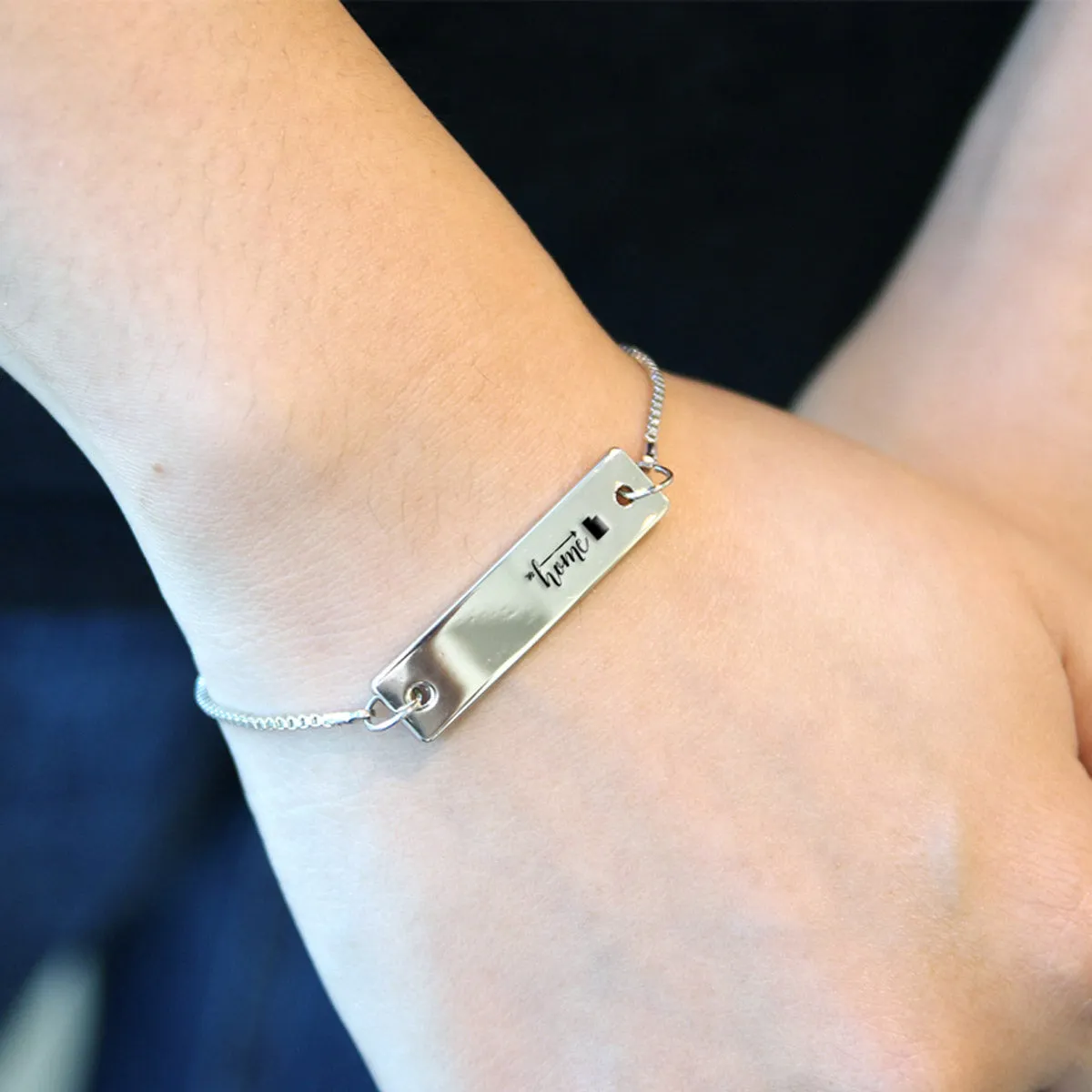 Silver Home is Utah Adjustable Bar Bracelet