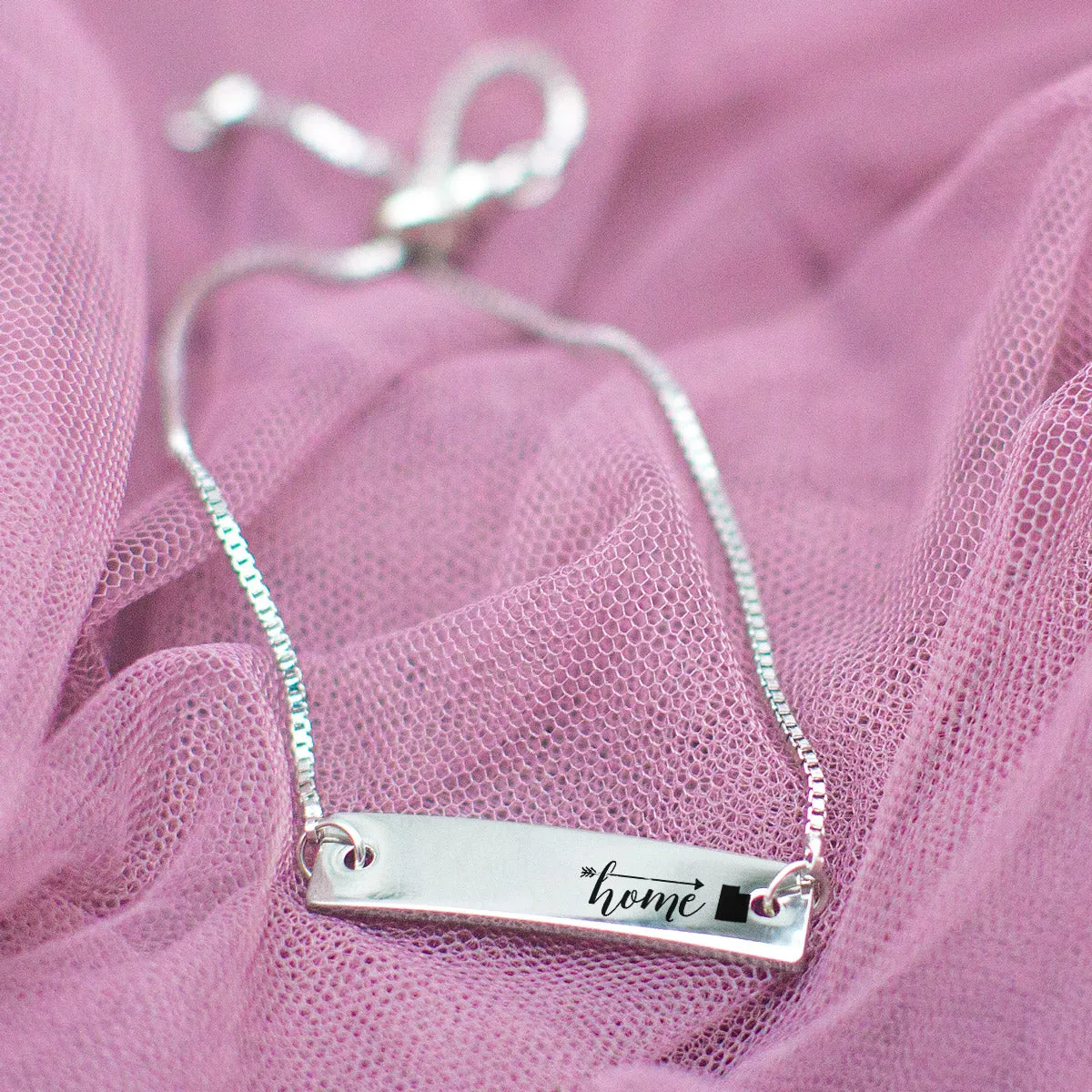 Silver Home is Utah Adjustable Bar Bracelet