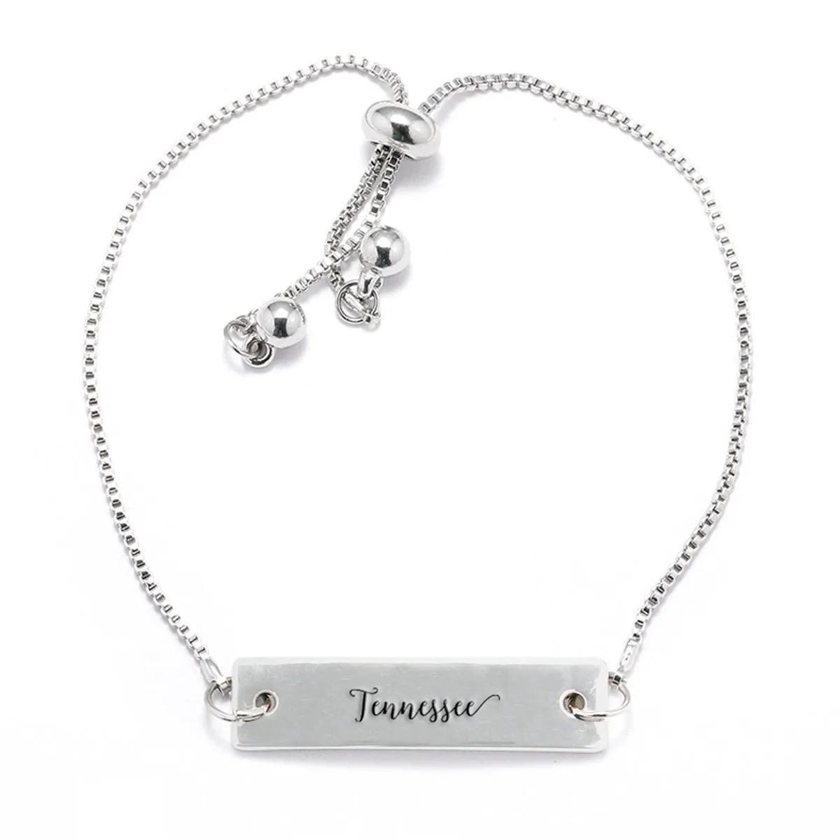 Silver Tennessee Adjustable Bar Bracelet