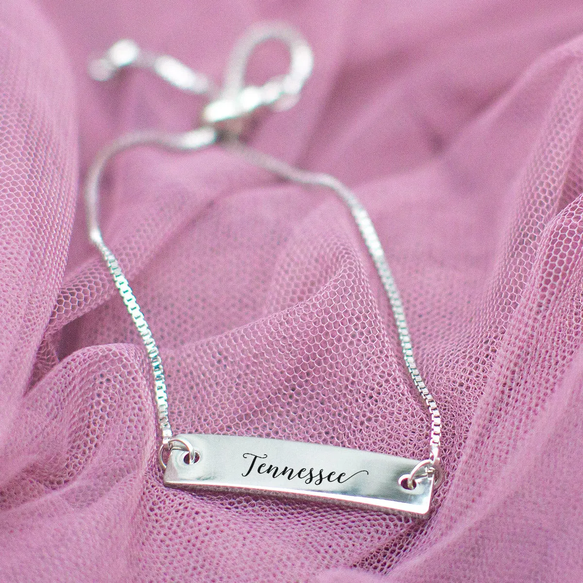 Silver Tennessee Adjustable Bar Bracelet