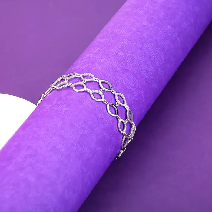 Silver Zircon Studded Marquis Bracelet