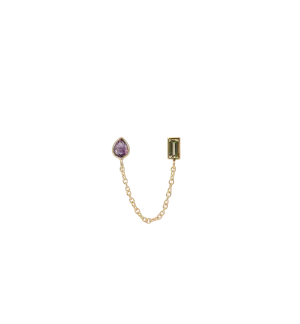 Single Treasure Chain Duo Stud Earring 14K