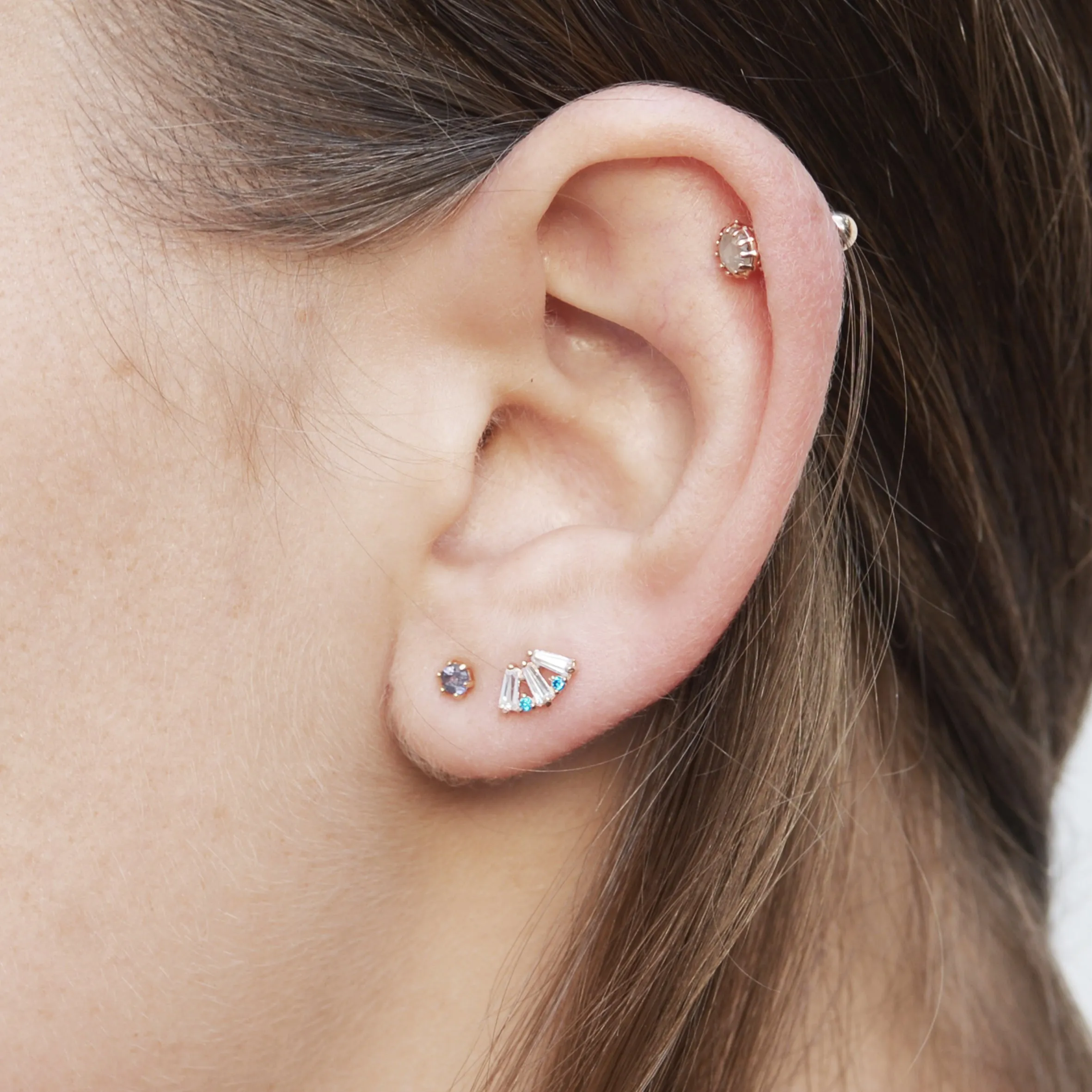 Stardust stud Earring (medium/ single) - 14K/ 18K Gold