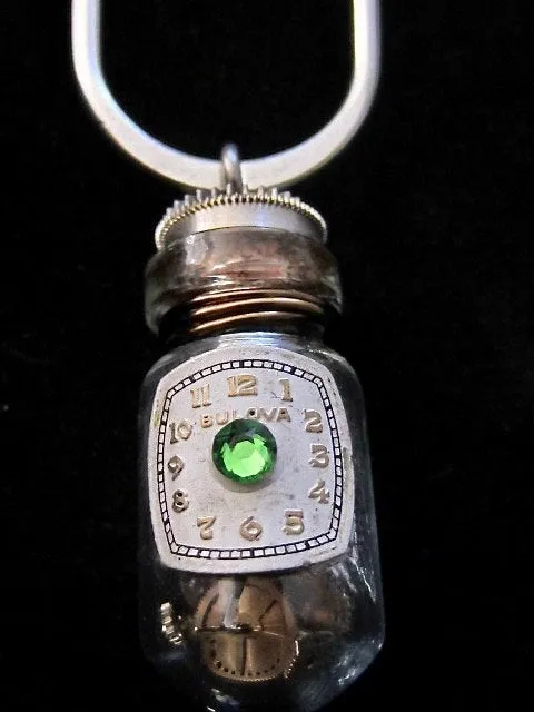 Steampunk pendant - Time in a Bottle - Steampunk Necklace - Steampunk jewelry made with real vintage watch and Pocket watch parts