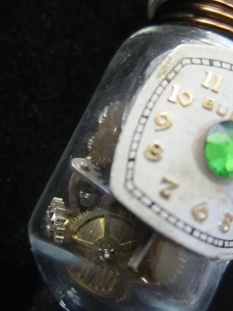 Steampunk pendant - Time in a Bottle - Steampunk Necklace - Steampunk jewelry made with real vintage watch and Pocket watch parts