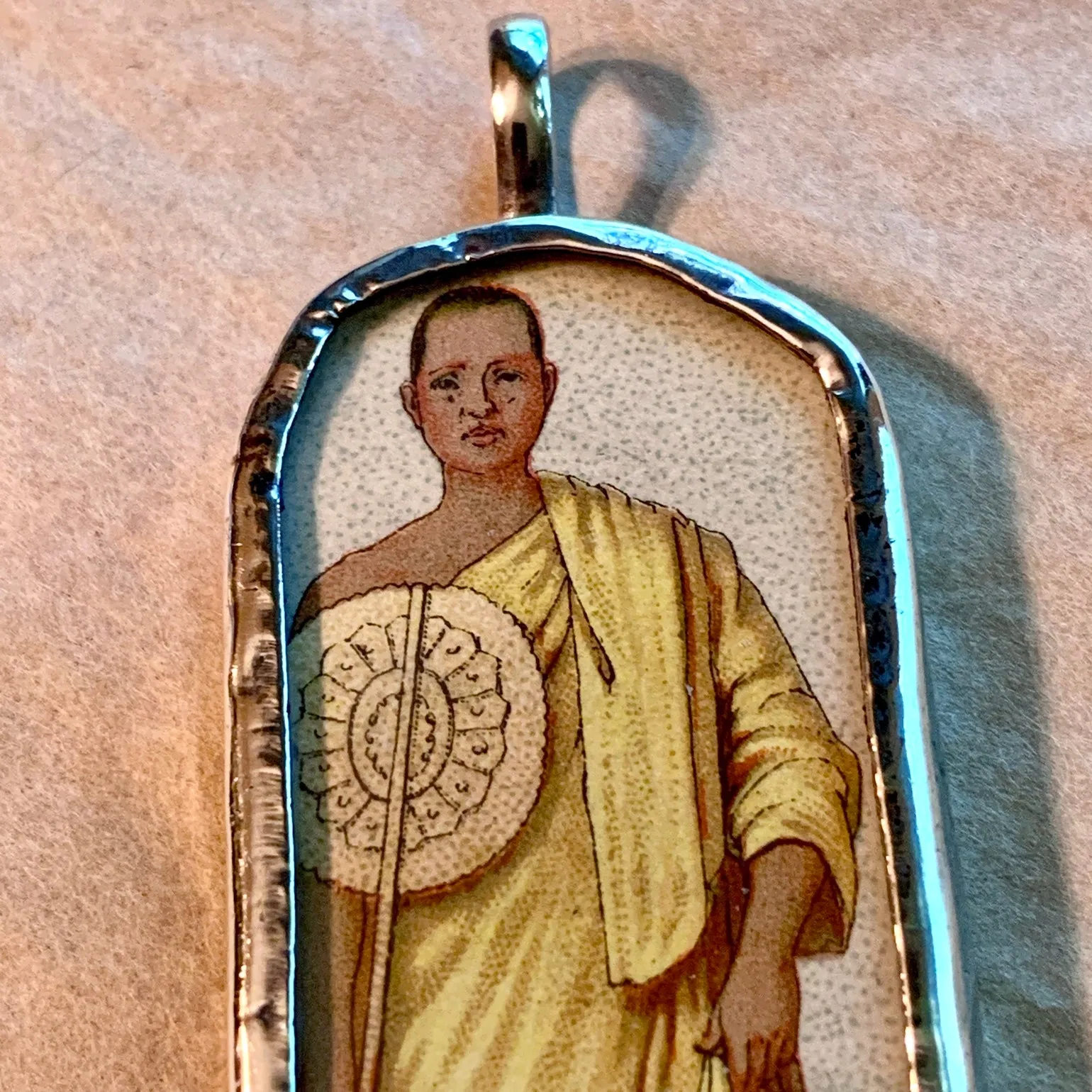 Sterling Pendant, Antique Print