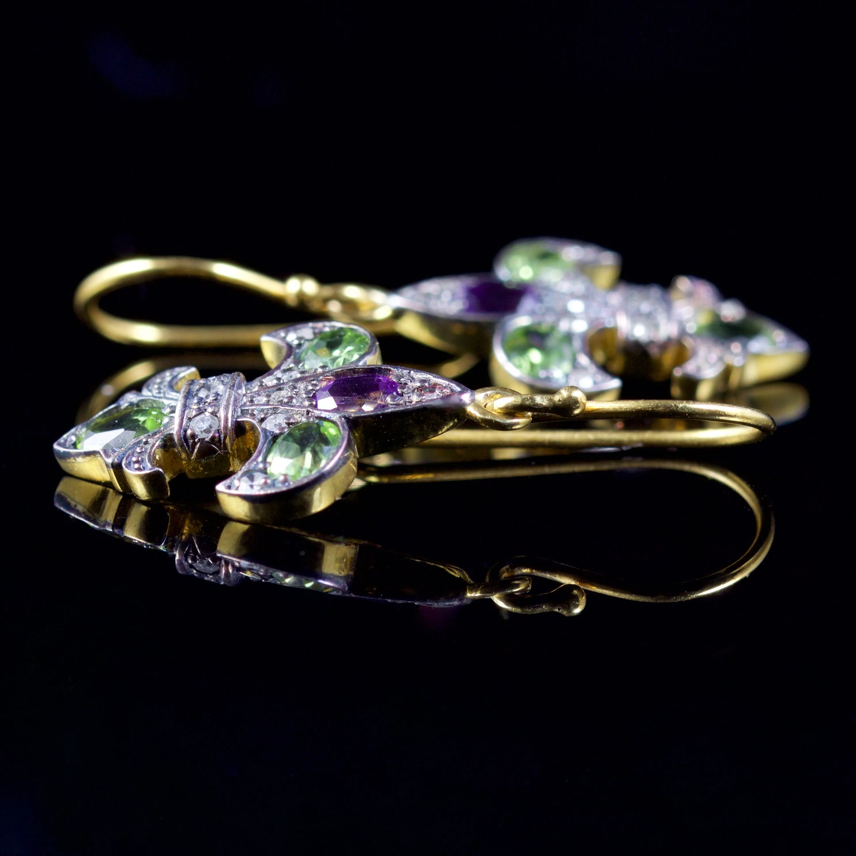 Suffragette Fleur De Lys Earrings 18Ct Gold Silver