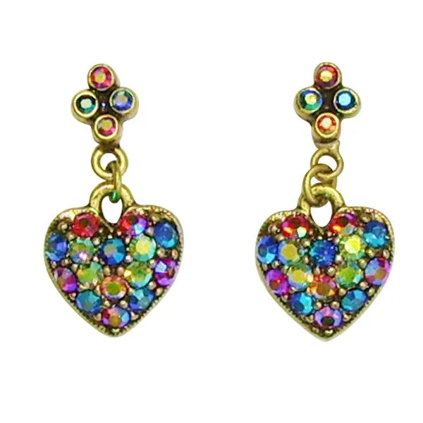Sweet Romance Multi Aurora Crystal Heart Post Earrings
