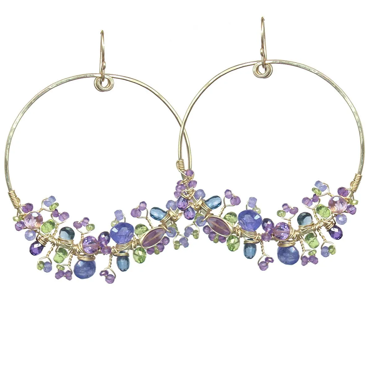 Tanzanite Blue Topaz Amethyst and Peridot Earrings S106 by Calico Juno Designs, Bonnie Riconda