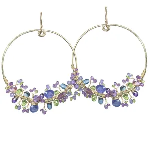 Tanzanite Blue Topaz Amethyst and Peridot Earrings S106 by Calico Juno Designs, Bonnie Riconda