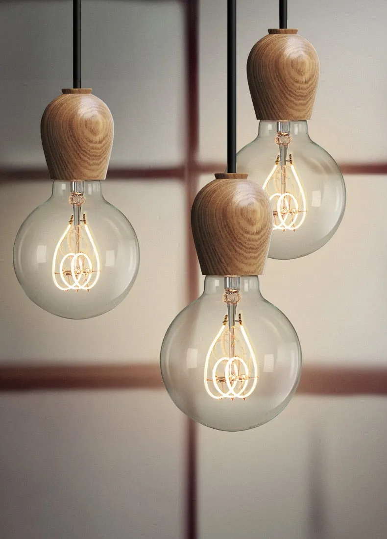 Tapered Wood Pendant Light Socket