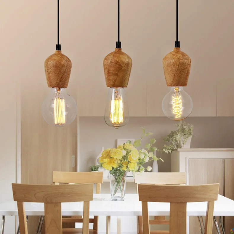 Tapered Wood Pendant Light Socket