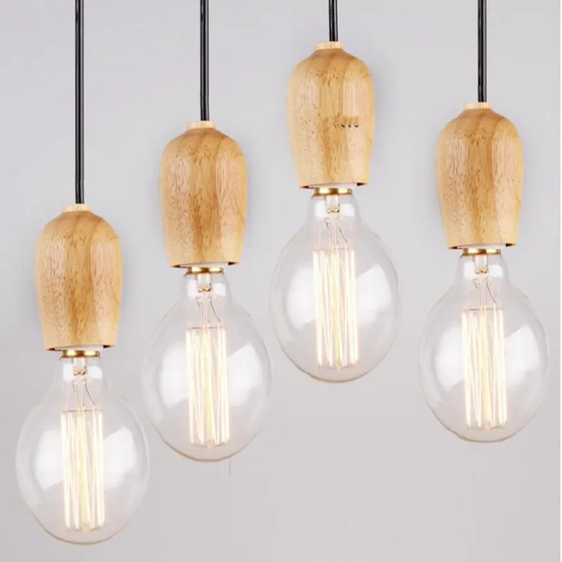 Tapered Wood Pendant Light Socket