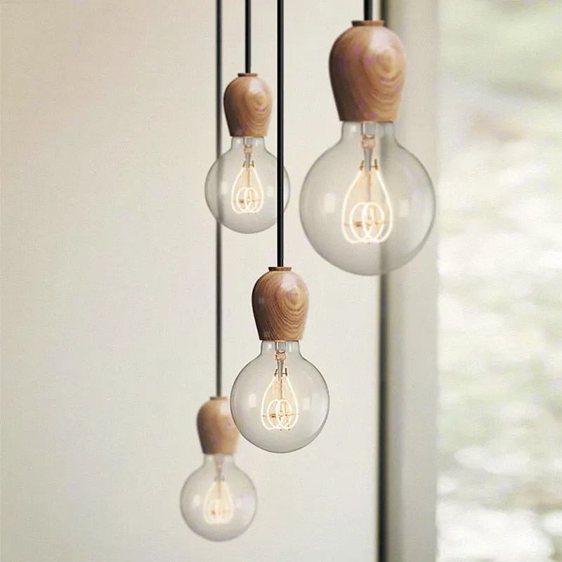Tapered Wood Pendant Light Socket