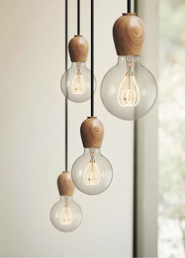 Tapered Wood Pendant Light Socket