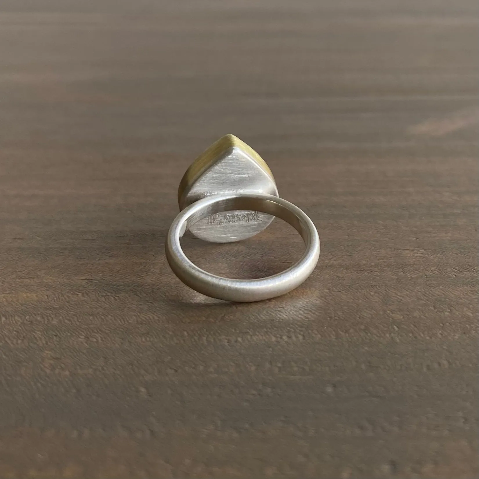 Teardrop Rainbow Moonstone Cabochon Ring