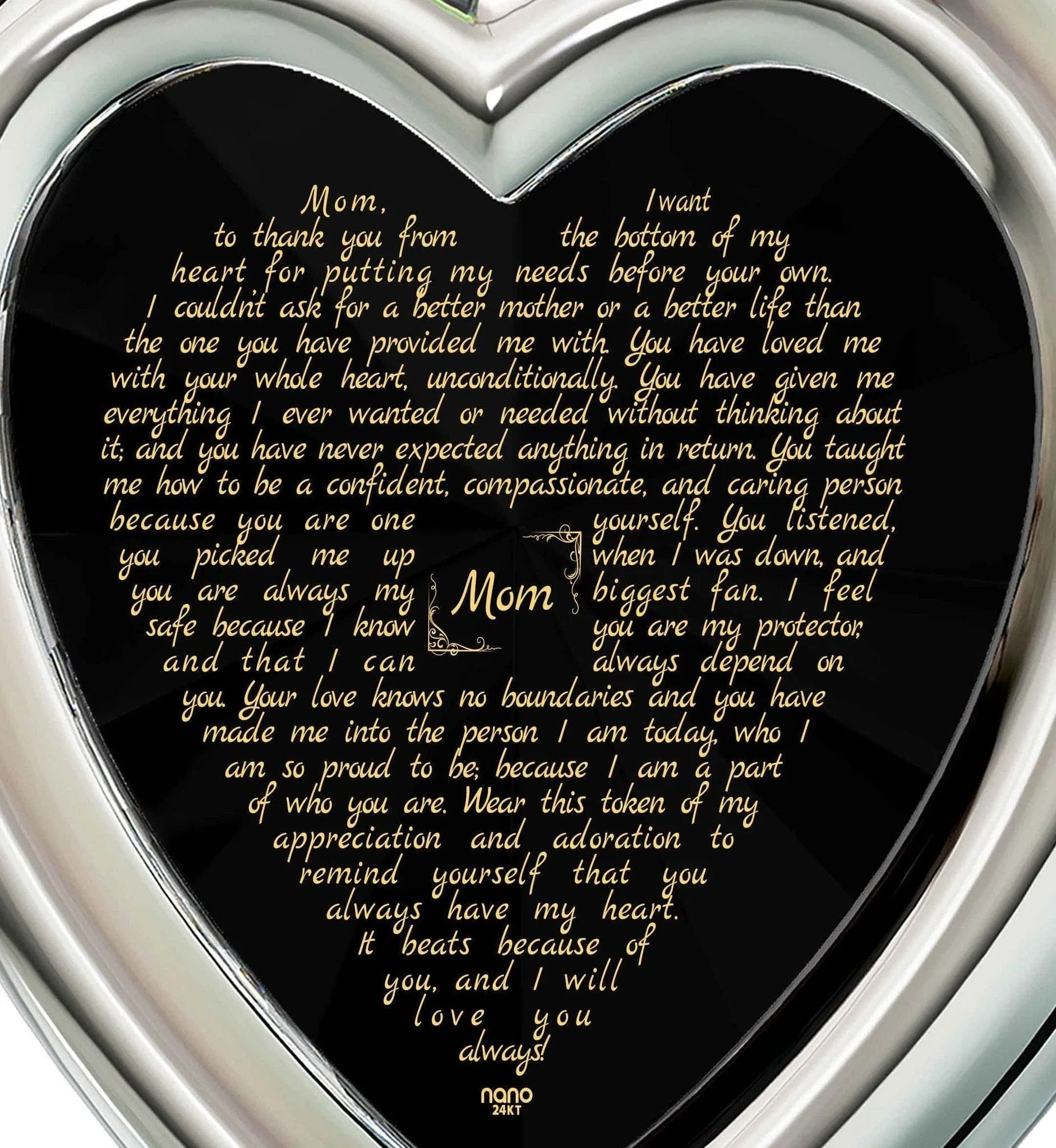 Thank You Mom, 925 Sterling Silver Necklace, Zirconia