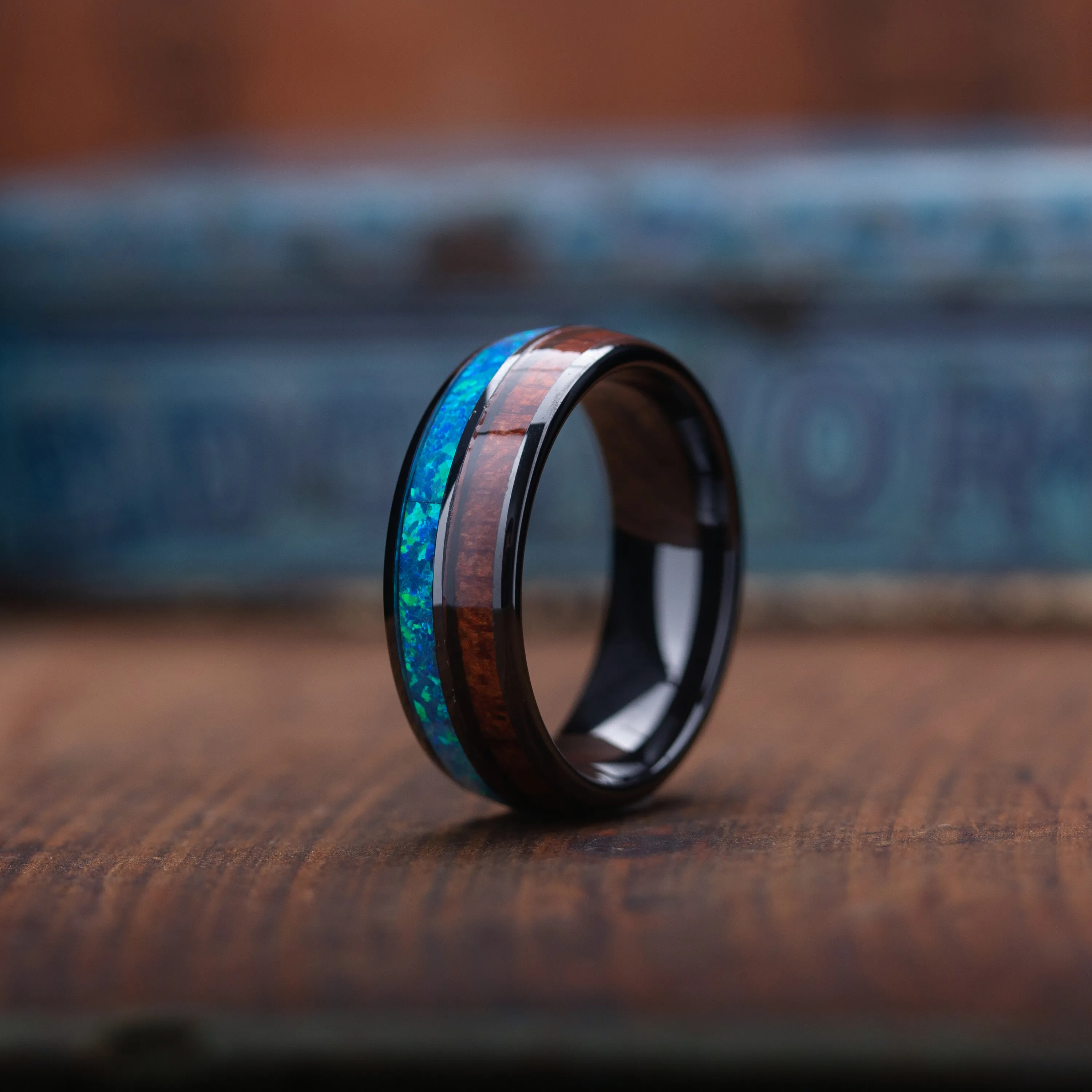 The Opal Wooden Barrel Ring