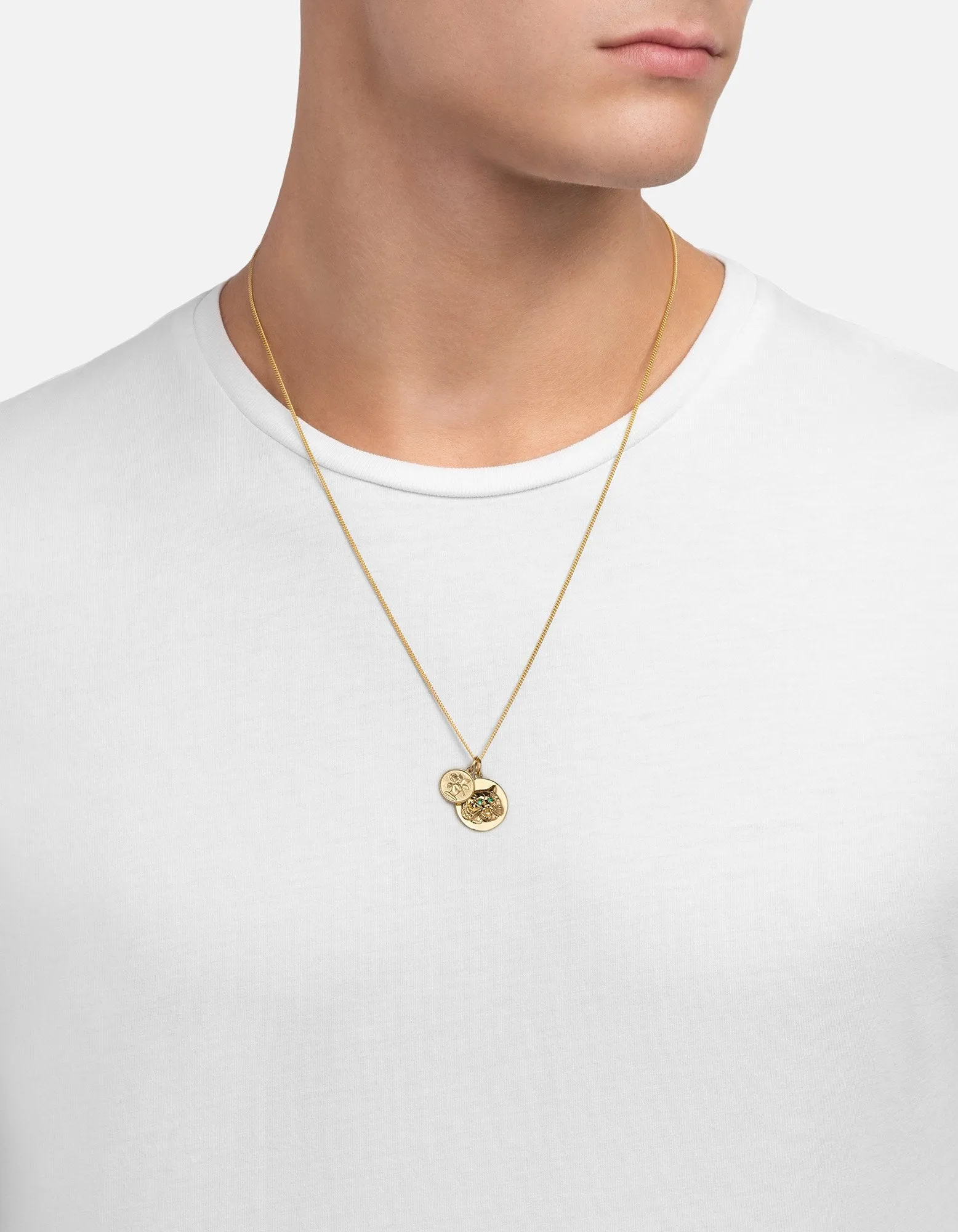 Tiger's Eye Necklace, Gold Vermeil/Emerald