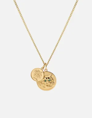 Tiger's Eye Necklace, Gold Vermeil/Emerald Tiger's Eye Necklace, Gold Vermeil/Emerald