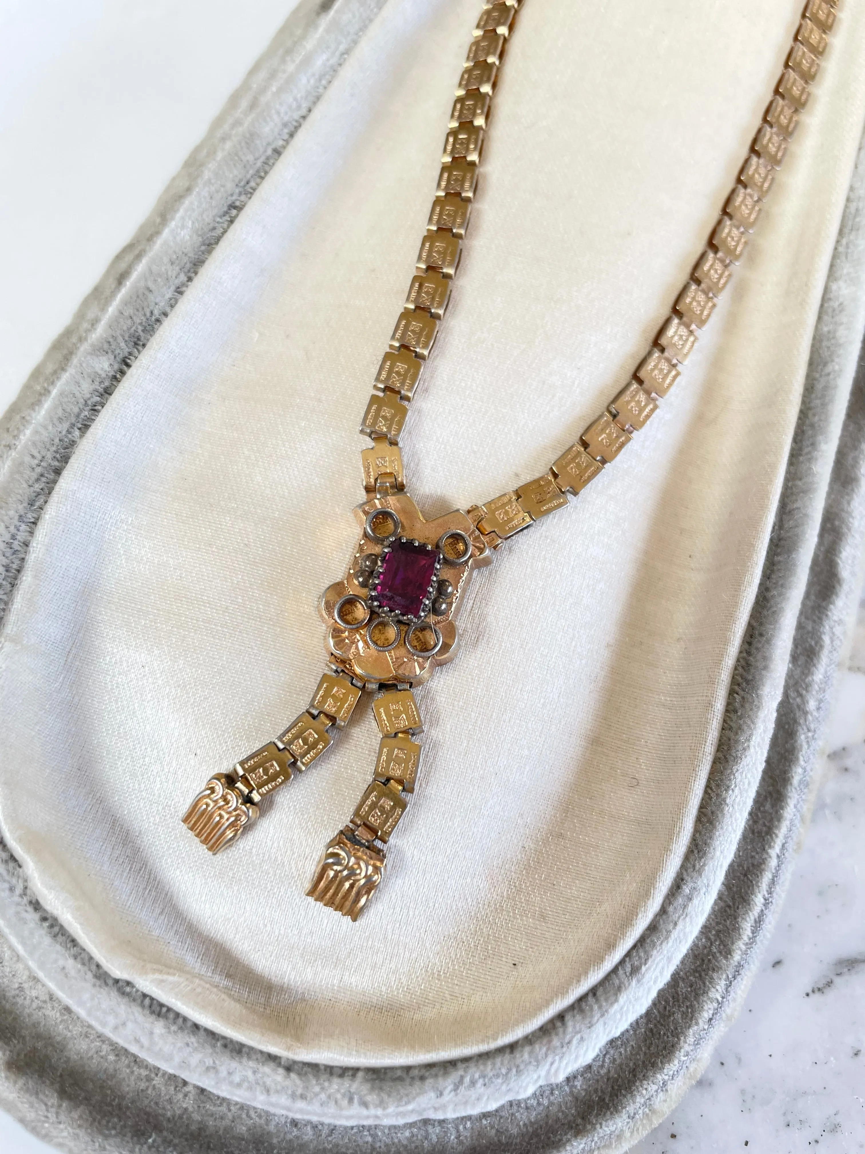 Victorian Chased Book Chain Necklace